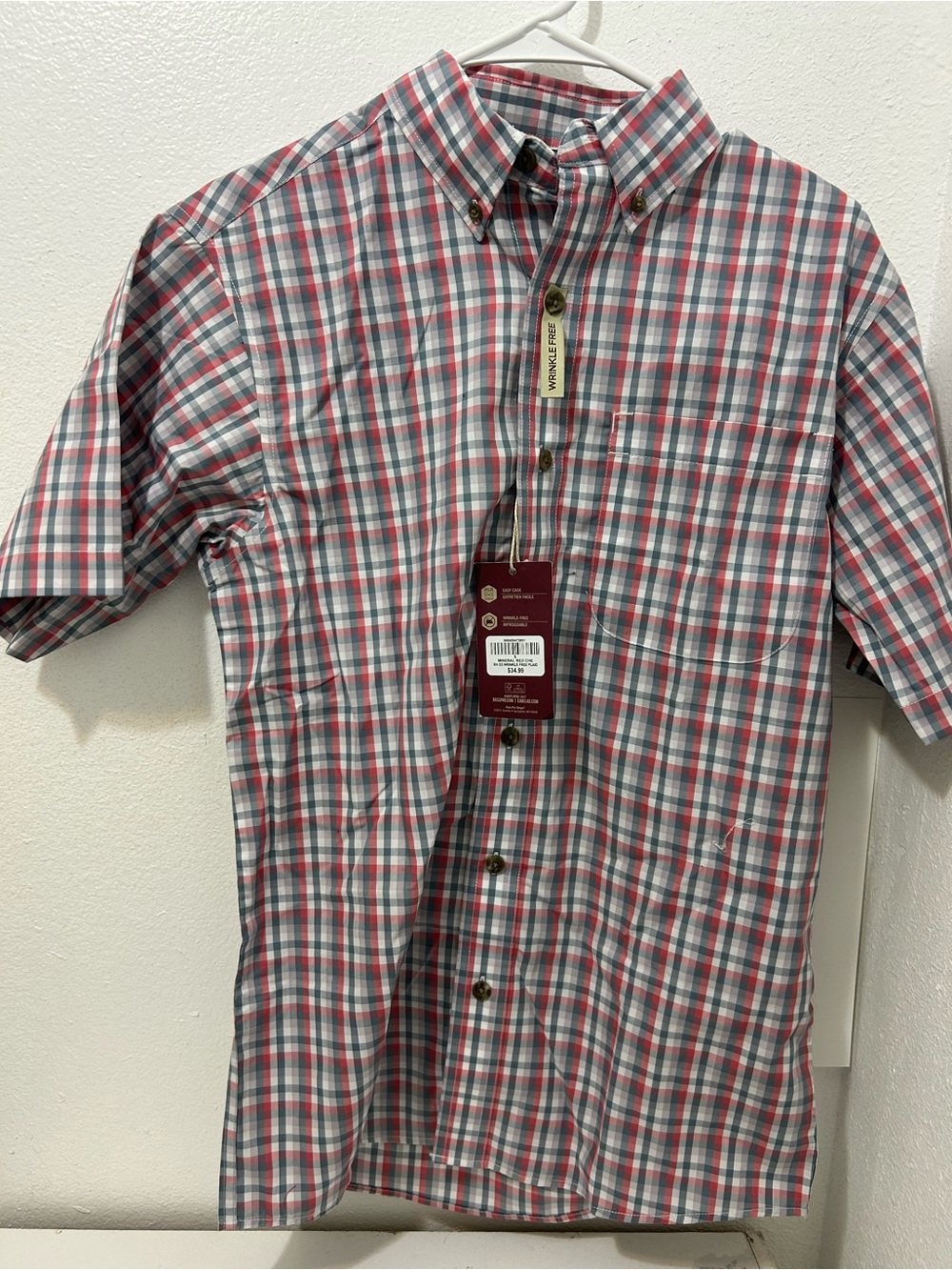 RedHead Men's Short-Sleeve Plaid Button-Down Shirt in Red, Blue & White